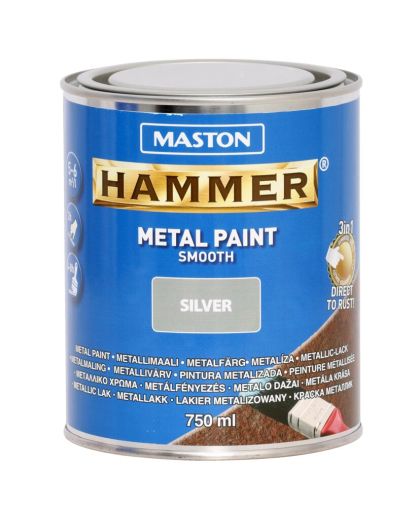PAINT 3 in1 HAMMER 750ml Боя за метал сребро гладка