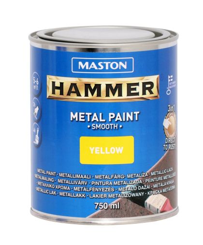 PAINT 3 in1 HAMMER 750ml Боя за метал жълта гладка